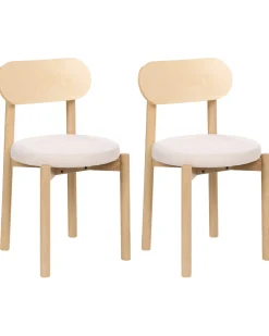 Sæt med 2 spisebordsstole PAULINA Træ Lysebrun/lys beige