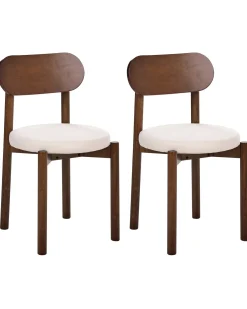 Sæt med 2 spisebordsstole PAULINA Træ Brun/lys beige