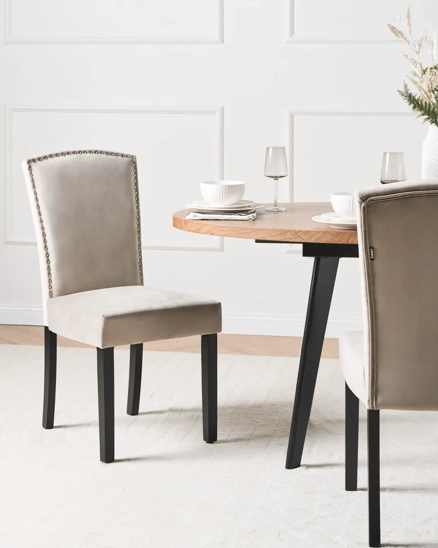 Sæt med 2 spisebordsstole PISECO Velour Grå