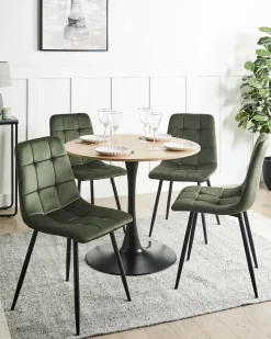 Sæt med 4 spisebordsstole POWELL Velour Olivengrøn