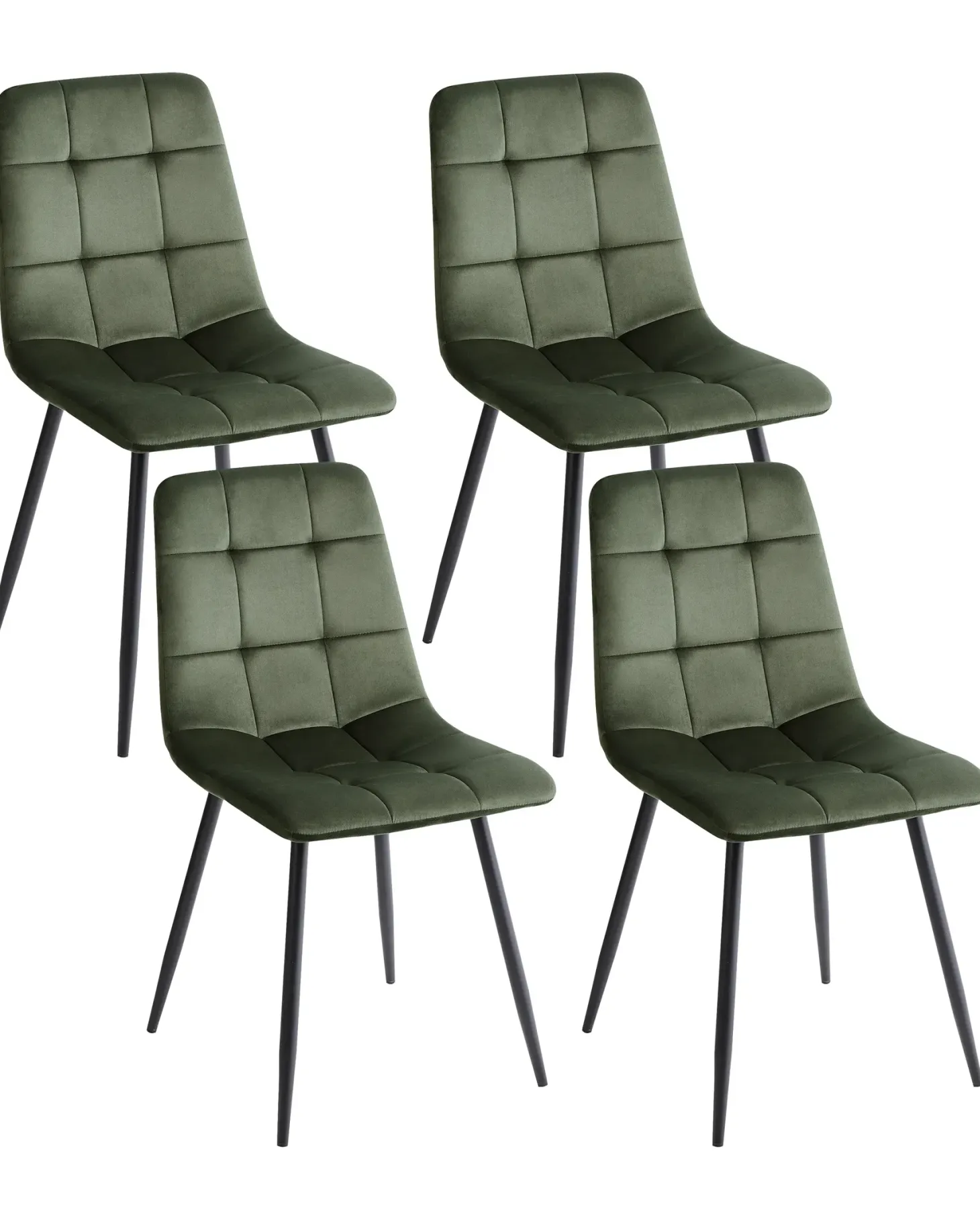 Sæt med 4 spisebordsstole POWELL Velour Olivengrøn