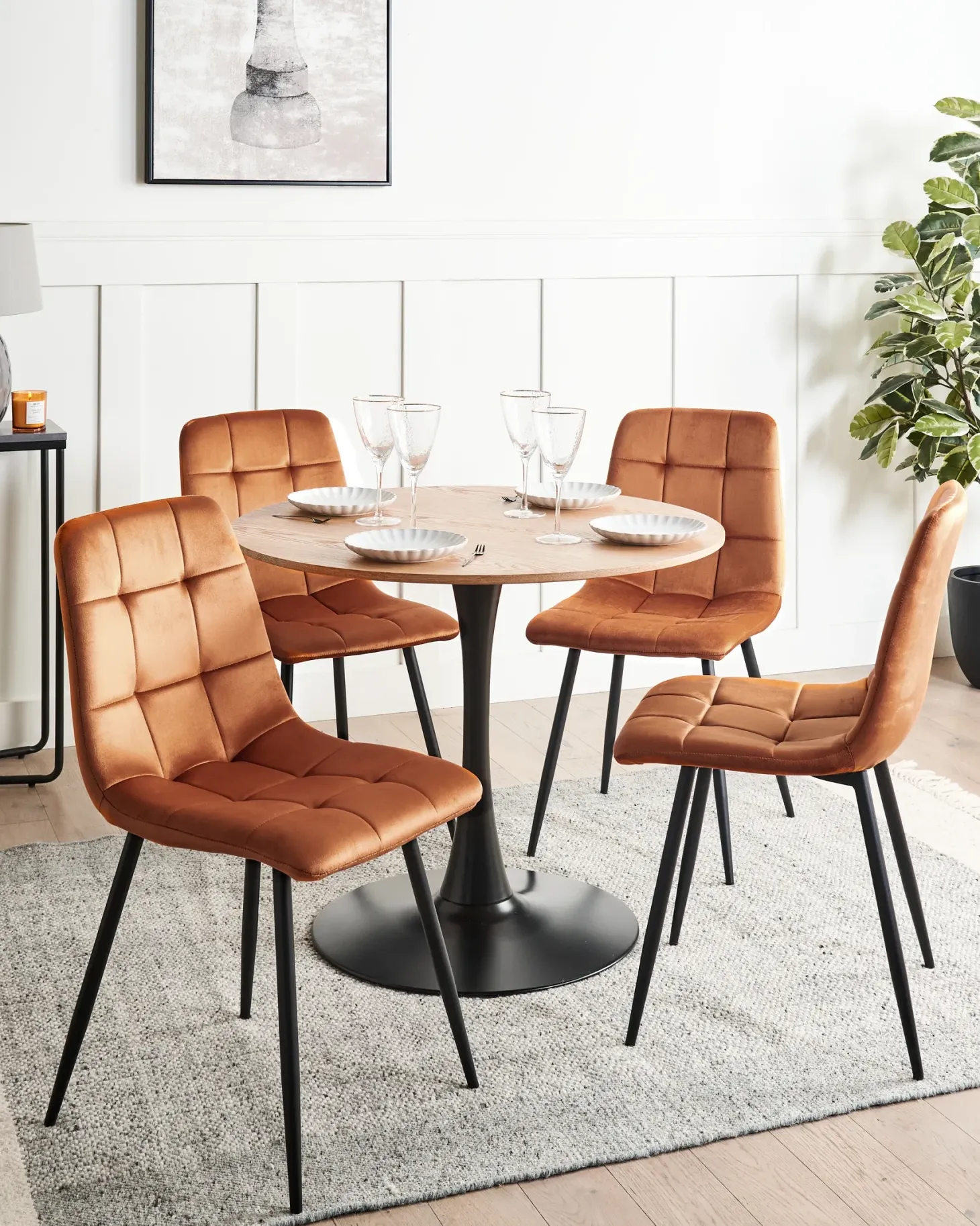 Sæt med 4 spisebordsstole POWELL Velour Orange