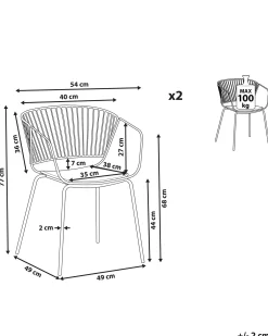 Sæt med 2 spisebordsstole RIGBY Metal Kobber