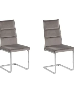 Sæt med 2 spisebordsstole ROCKFORD Velour Grå
