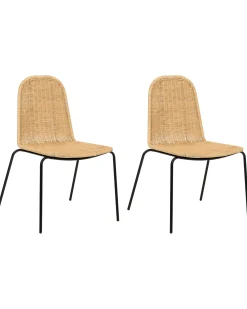 Sæt med 2 spisebordsstole ROXTON Rattan Naturlig