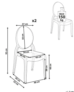 Sæt med 2 spisebordsstole RULISON Transparent