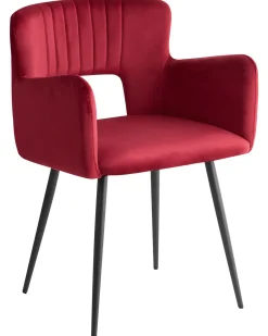 Sæt med 2 spisebordsstole SANILAC Velour Mørkerød