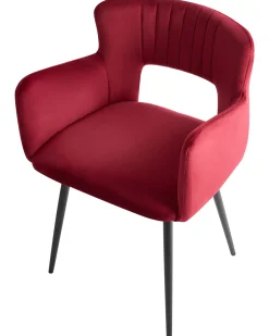 Sæt med 2 spisebordsstole SANILAC Velour Mørkerød