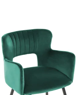 Sæt med 2 spisebordsstole SANILAC Velour Smaragdgrøn