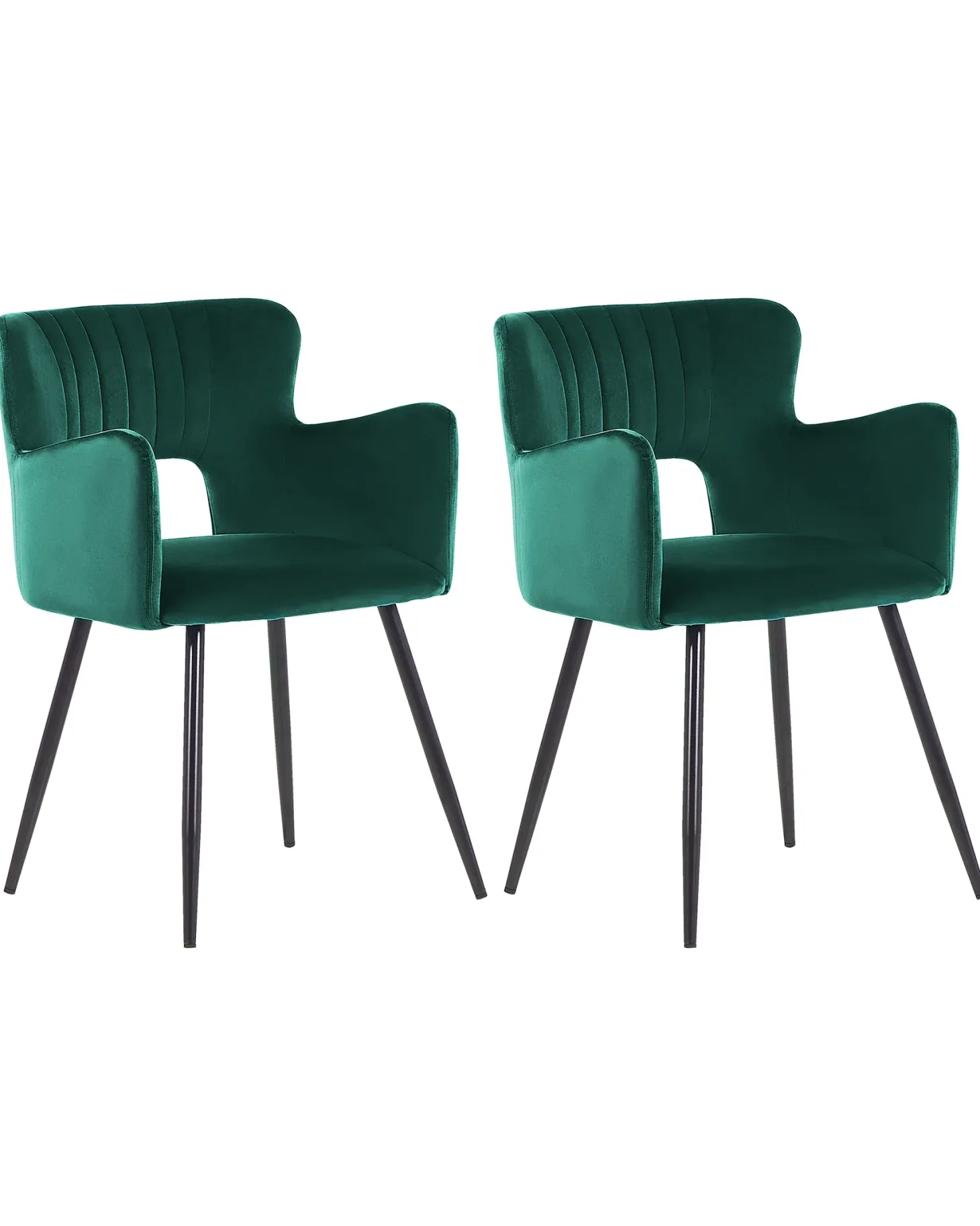 Sæt med 2 spisebordsstole SANILAC Velour Smaragdgrøn