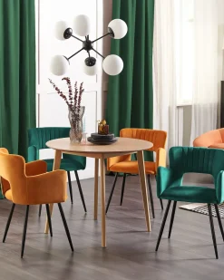 Sæt med 2 spisebordsstole SANILAC Velour Smaragdgrøn