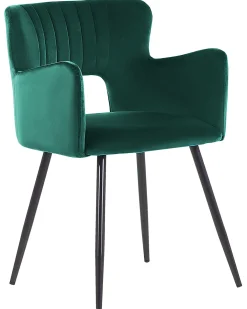 Sæt med 2 spisebordsstole SANILAC Velour Smaragdgrøn