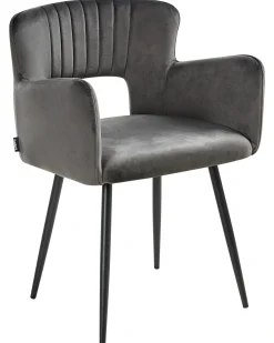Sæt med 2 spisebordsstole SANILAC Velour Mørkegrå
