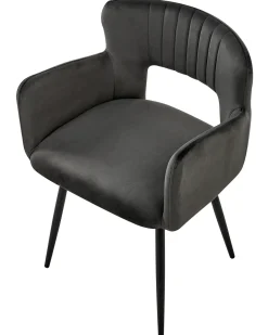 Sæt med 2 spisebordsstole SANILAC Velour Mørkegrå