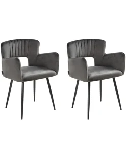 Sæt med 2 spisebordsstole SANILAC Velour Mørkegrå