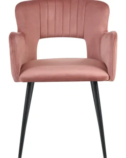 Sæt med 2 spisebordsstole SANILAC Velour Pastellrosa