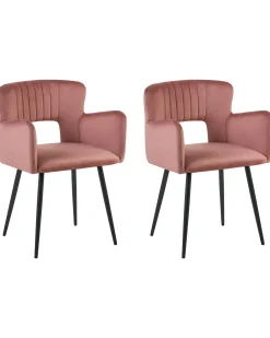 Sæt med 2 spisebordsstole SANILAC Velour Pastellrosa