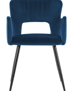 Sæt med 2 spisebordsstole SANILAC Velour Navy Blå