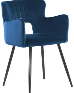 Sæt med 2 spisebordsstole SANILAC Velour Navy Blå