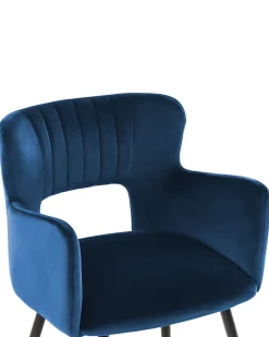 Sæt med 2 spisebordsstole SANILAC Velour Navy Blå
