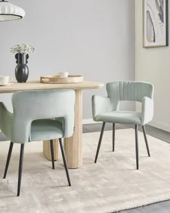 Sæt med 2 spisebordsstole SANILAC Velour Himmelblå