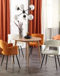 Sæt med 2 spisebordsstole SANILAC Velour Hvid