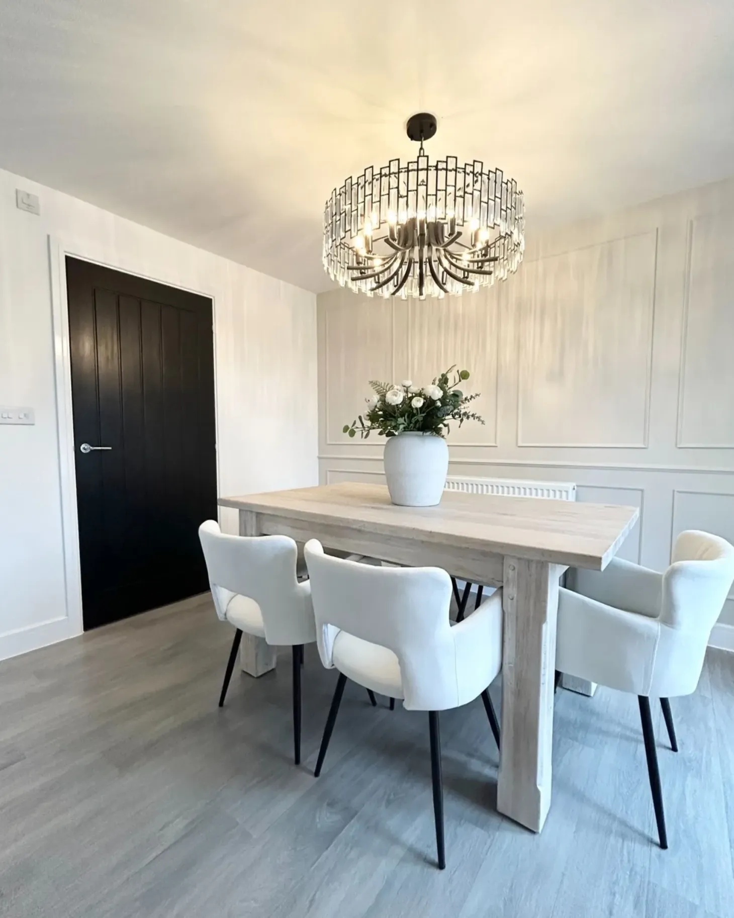 Sæt med 2 spisebordsstole SANILAC Velour Hvid