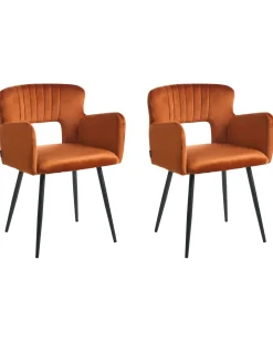 Sæt med 2 spisebordsstole SANILAC Velour Orange