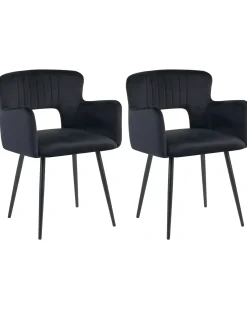 Sæt med 2 spisebordsstole SANILAC Velour Sort