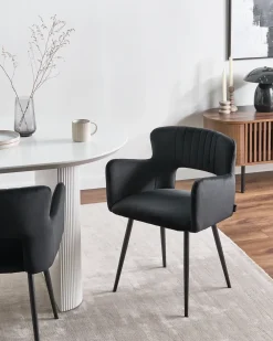 Sæt med 2 spisebordsstole SANILAC Velour Sort