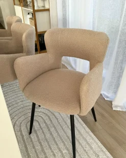 Sæt med 2 spisebordsstole SANILAC Boucle Beige