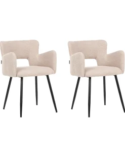 Sæt med 2 spisebordsstole SANILAC Boucle Beige