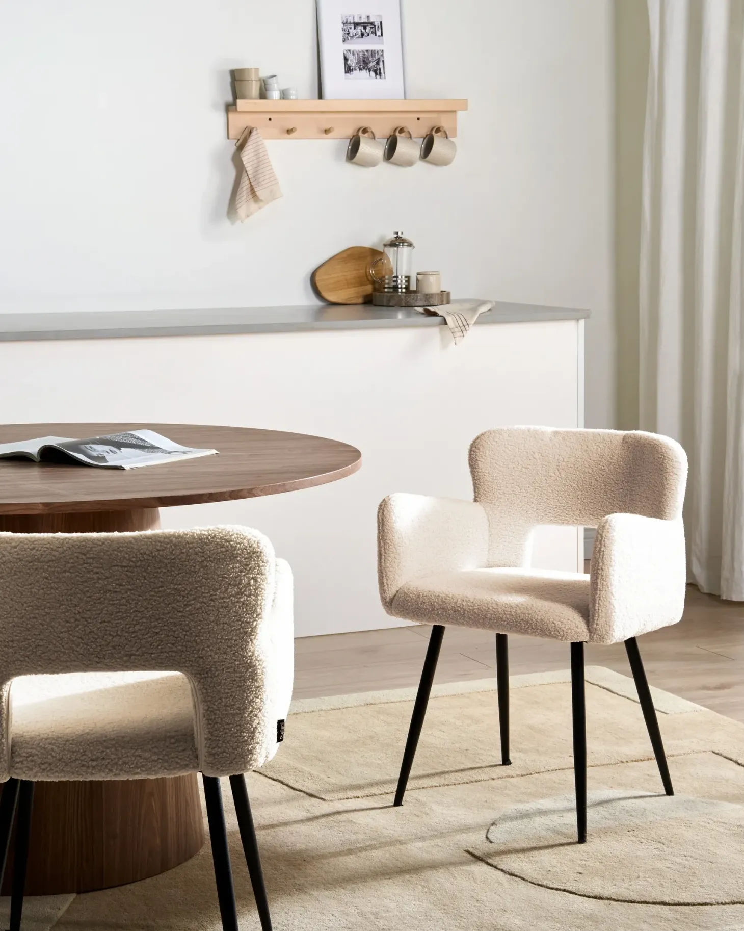 Sæt med 2 spisebordsstole SANILAC Boucle Beige