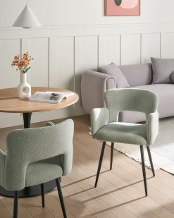 Sæt med 2 spisebordsstole SANILAC Boucle Lysegrøn