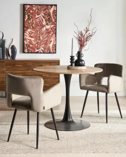 Sæt med 2 spisebordsstole SANILAC Velour Brungrå