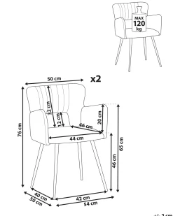Sæt med 2 spisebordsstole SANILAC Velour Brungrå
