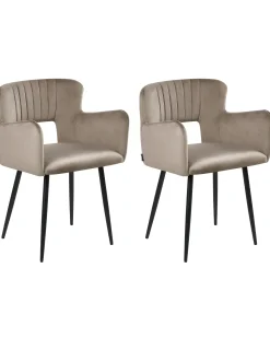 Sæt med 2 spisebordsstole SANILAC Velour Brungrå