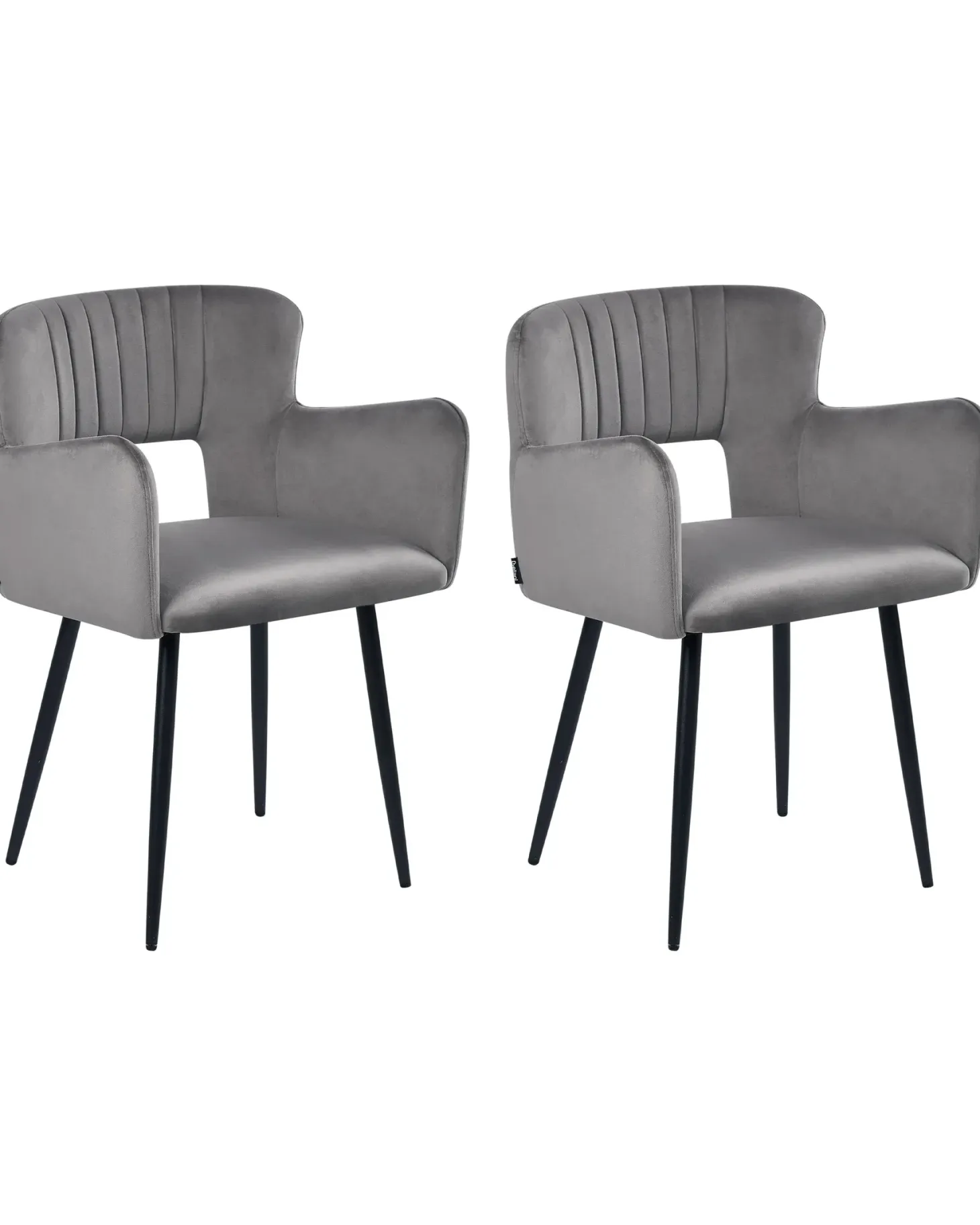 Sæt med 2 spisebordsstole SANILAC Velour Grå