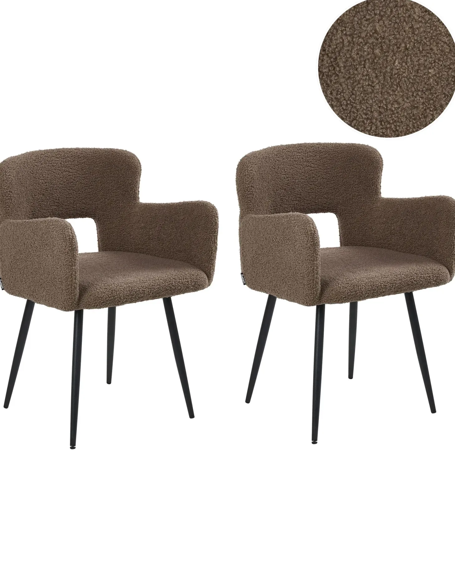 Sæt med 2 spisebordsstole SANILAC Boucle Brun