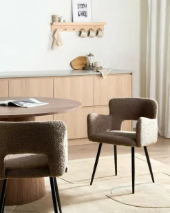 Sæt med 2 spisebordsstole SANILAC Boucle Brun