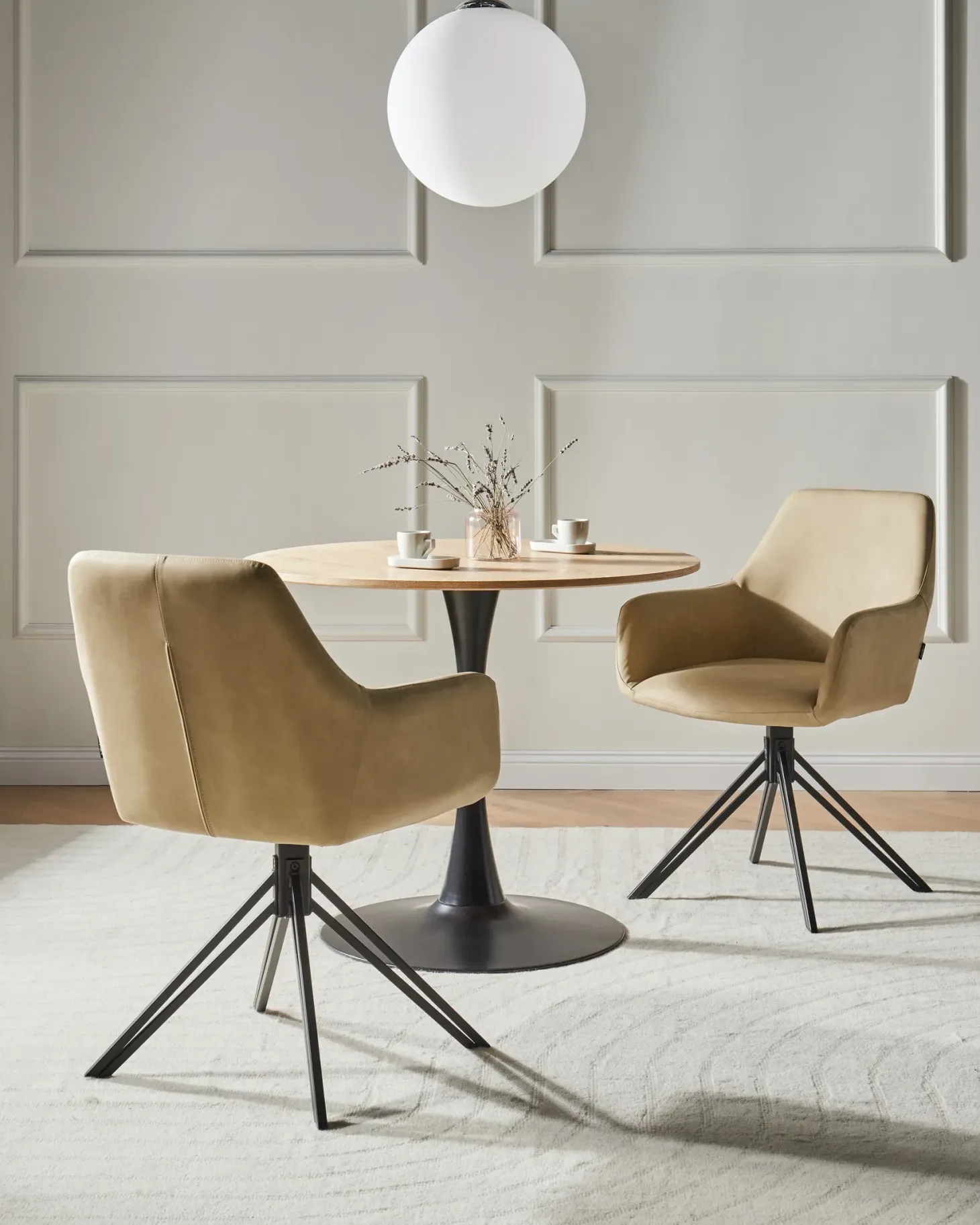 Sæt med 2 spisebordsstole SANSARC Kunstlæder Beige