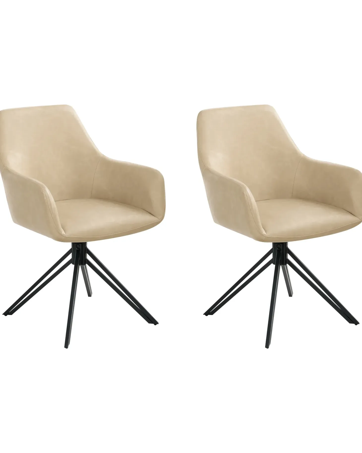 Sæt med 2 spisebordsstole SANSARC Kunstlæder Beige