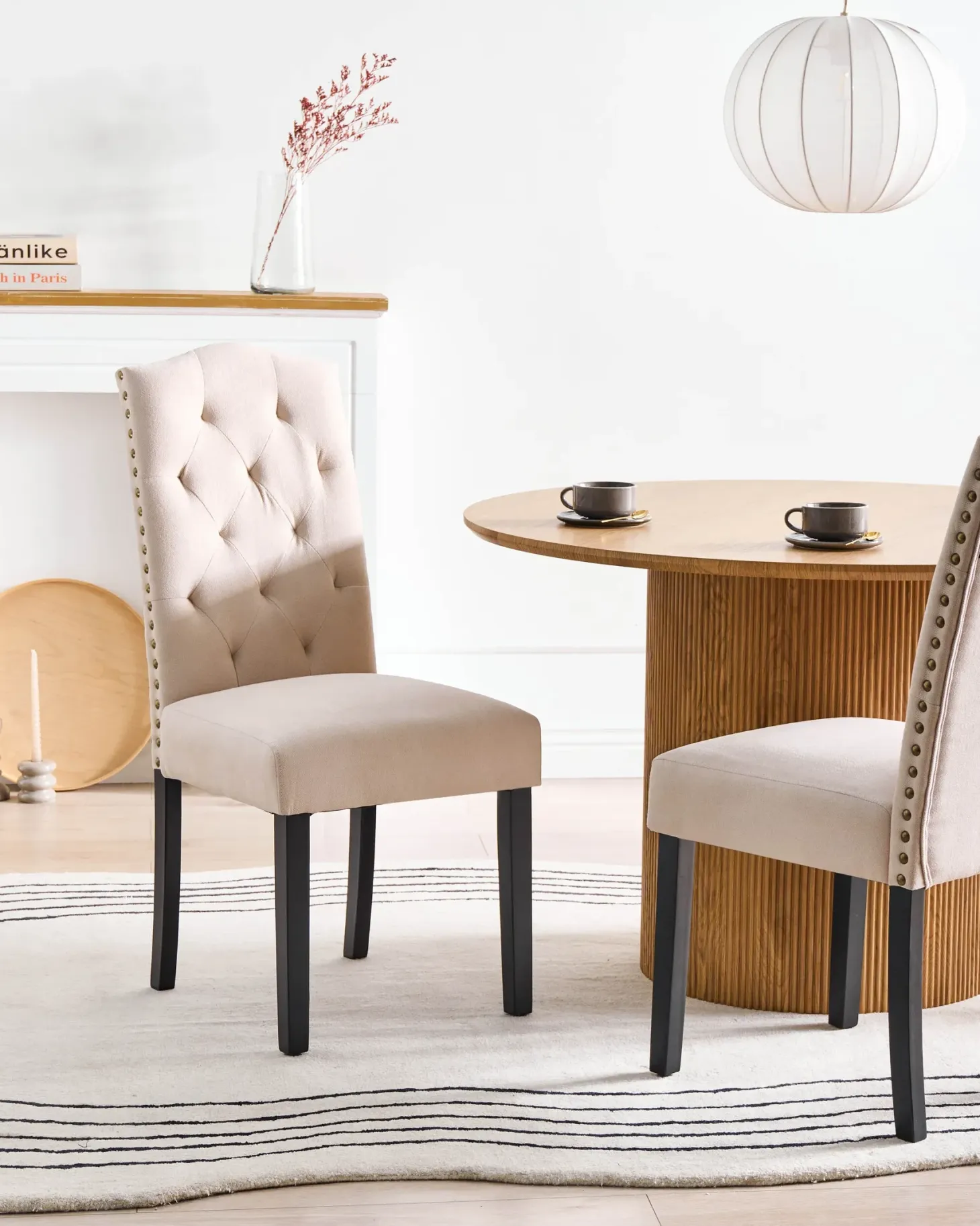 Sæt med 2 spisebordsstole SHIRLEY Lys Beige