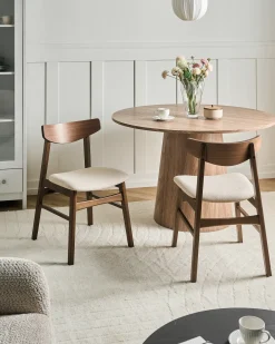 Sæt med 2 spisebordsstole SMILEY Træ Brun/beige