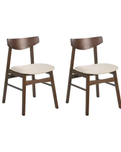 Sæt med 2 spisebordsstole SMILEY Træ Brun/beige