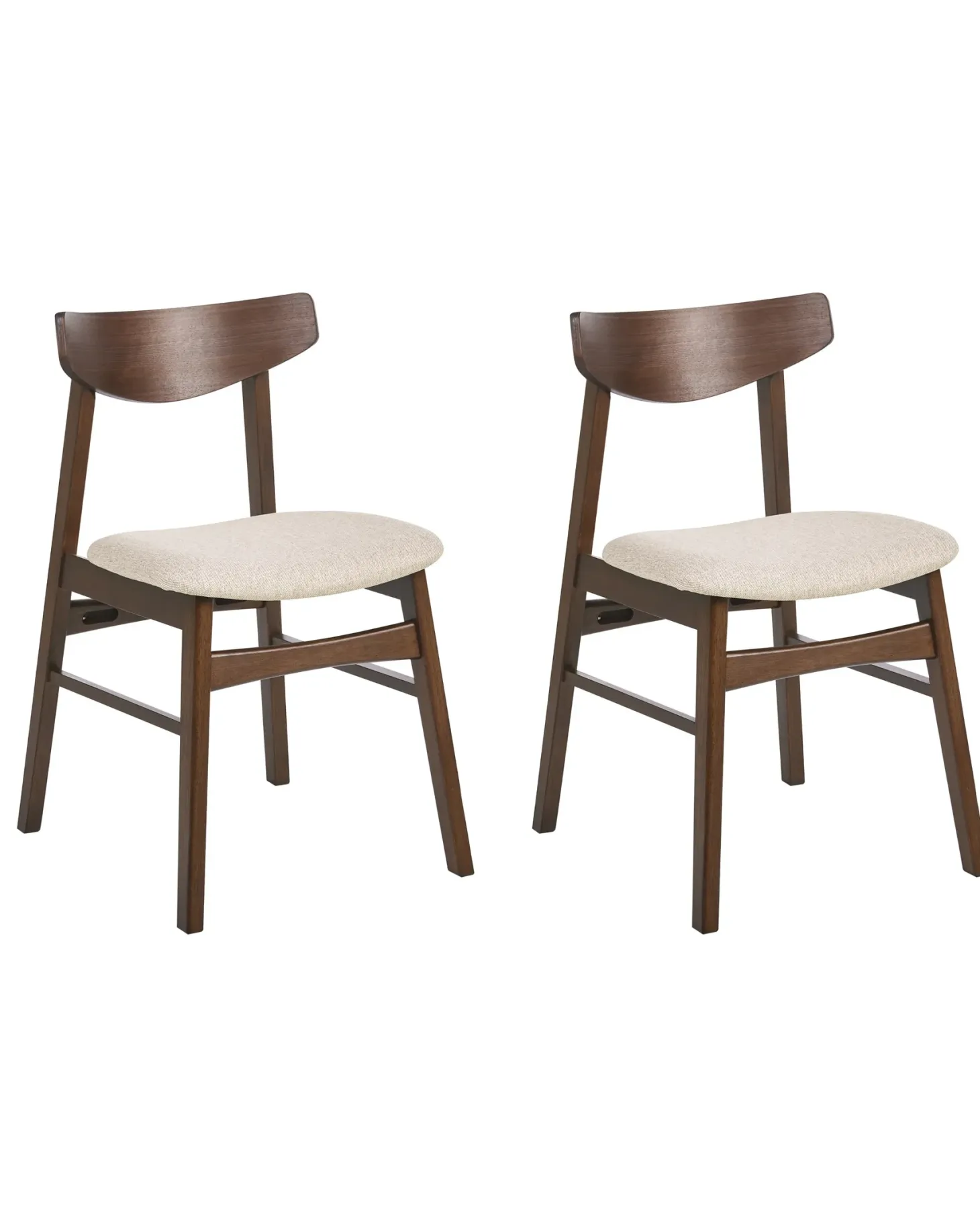 Sæt med 2 spisebordsstole SMILEY Træ Brun/beige