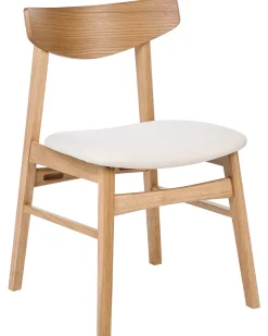 Sæt med 2 spisebordsstole SMILEY Træ Lysebrun/råhvid