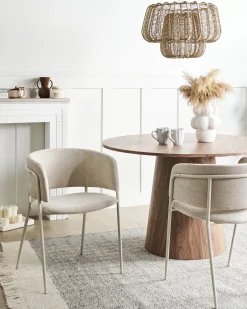 Sæt med 2 spisebordsstole SPRINGER Chenille Lys Beige