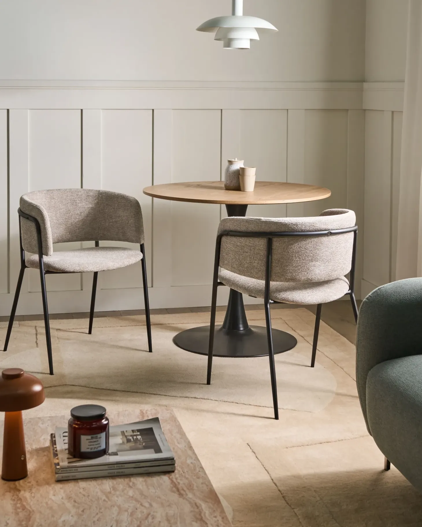 Sæt med 2 spisebordsstole SPRINGER Chenille Brungrå
