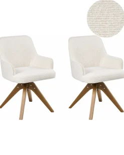 Sæt med 2 spisebordsstole SYLVANIA Boucle Cremehvid